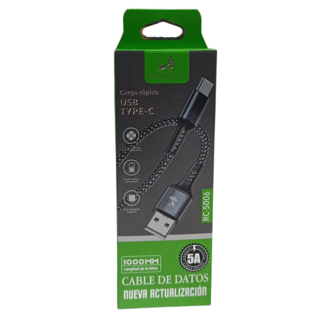 Cable Mallado Negro USB C